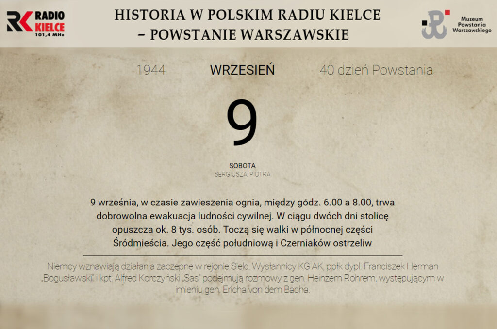 Powstanie Warszawskie - 9 września 1944 roku - Radio Kielce