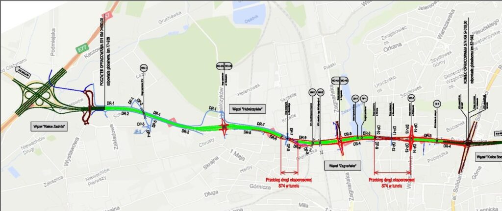 Plan kieleckiego odcinka drogi ekspresowej S74. / Fot. GDDKiA