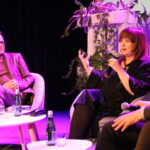 22.09.2022. Pińczów. Festiwal Filmowy "Natura Kina". Na zdjęciu (od lewej): filmoznawca Łukasz Maciejewski, Edyta Jungowska i Andrzej Barański. / Fot. Marta Gajda-Kruk - Radio Kielce