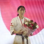 25.09.2022. Kielce. Finałowe walki VII Mistrzostw Świata Karate w Kategoriach Wagowych. Na zdjęciu: Mitsaki Utsunomiya - Japonia / Fot. Wiktor Taszłow - Radio Kielce