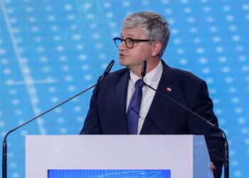 04.10.2022. Warszawa. Szef Biura Bezpieczeństwa Narodowego Paweł Soloch podczas Warsaw Security Forum 2022 w hotelu DoubleTree by Hilton / Fot. Paweł Supernak - PAP