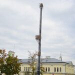 06.10.2022. Kielce. Montaż nowych latarni przy Placu Wolności / Fot. Piotr Kwaśniewski - Radio Kielce