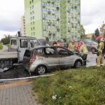04.10.2022. Kielce. Pożar samochodów przy ul. Grunwaldzkiej / Fot. Wiktor Taszłow - Radio Kielce