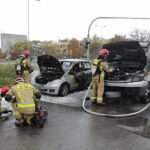 04.10.2022. Kielce. Pożar samochodów przy ul. Grunwaldzkiej / Fot. Wiktor Taszłow - Radio Kielce