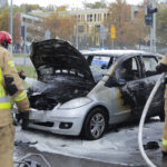 04.10.2022. Kielce. Pożar samochodów przy ul. Grunwaldzkiej / Fot. Wiktor Taszłow - Radio Kielce