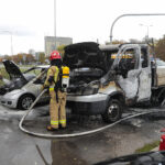 04.10.2022. Kielce. Pożar samochodów przy ul. Grunwaldzkiej / Fot. Wiktor Taszłow - Radio Kielce