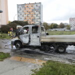 04.10.2022. Kielce. Pożar samochodów przy ul. Grunwaldzkiej / Fot. Wiktor Taszłow - Radio Kielce