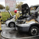 04.10.2022. Kielce. Pożar samochodów przy ul. Grunwaldzkiej / Fot. Wiktor Taszłow - Radio Kielce