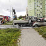 04.10.2022. Kielce. Pożar samochodów przy ul. Grunwaldzkiej / Fot. Wiktor Taszłow - Radio Kielce