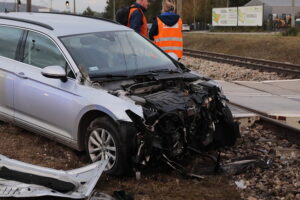 06.10.2022. Kielce. Wypadek na przejeździe kolejowym / Fot. Wiktor Taszłow - Radio Kielce