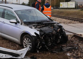 06.10.2022. Kielce. Wypadek na przejeździe kolejowym / Fot. Wiktor Taszłow - Radio Kielce
