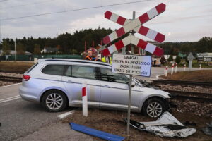 06.10.2022. Kielce. Wypadek na przejeździe kolejowym / Fot. Wiktor Taszłow - Radio Kielce