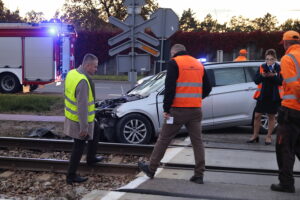 06.10.2022. Kielce. Wypadek na przejeździe kolejowym / Fot. Wiktor Taszłow - Radio Kielce