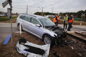 06.10.2022. Kielce. Wypadek na przejeździe kolejowym / Fot. Wiktor Taszłow - Radio Kielce