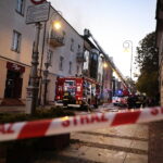 08.10.2022. Kielce. Pożar kamienicy przy ul. Sienkiewicza / Fot. Wiktor Taszłow - Radio Kielce