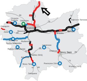 Odcinek S7 w województwie małopolskim / źródło: GDDKiA