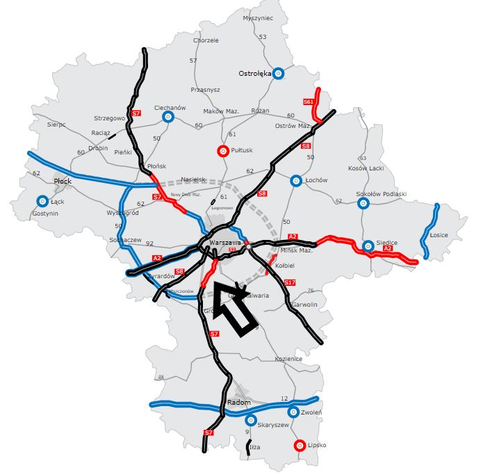 Trasa S7 w województwie mazowieckim / źródło: GDDKiA