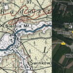 Zalew w Sielpi. Na zdjęciu (od lewej): mapa WIW z roku 1938 r., widok zalewu google.com