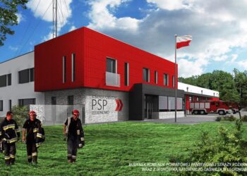 Końskie. Budynek Powiatowej Państwowej Straży Pożarnej. Wizualizacja / źródło: PSP Legionowo