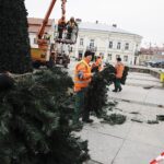 Kielce. Montaż choinki na Rynku / Fot. Jarosław Kubalski - Radio Kielce