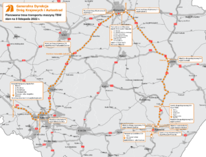 Planowana trasa transportu maszyny TBM (stan na 3 listopada 2022 r.) źródło GDDKiA
