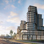 Wizualizacja wieżowca, który ma powstać w pobliżu dawnych terenów Exbudu, u zbiegu ulicy Świętokrzyskiej i Alei Solidarności w Kielcach / źródło: Detan Kielce