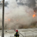 13.11.2022. Kielce. Dworzec PKP. Pożar wagonu / Fot. Piotr Kwaśniewski - Radio Kielce