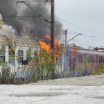 13.11.2022. Kielce. Dworzec PKP. Pożar wagonu / Fot. Piotr Kwaśniewski - Radio Kielce