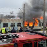 13.11.2022. Kielce. Dworzec PKP. Pożar wagonu / Fot. Piotr Kwaśniewski - Radio Kielce
