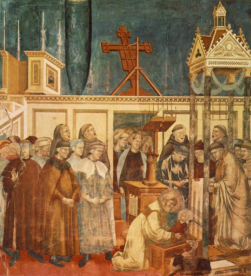 Żłóbek w Greccio, fresk Giotto di Bondone / źródło: wikipedia.pl