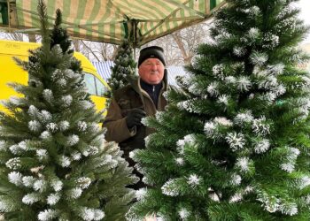 20.12.2022. Końskie. Targowicy Miejska. Świąteczne choinki / Fot. Magdalena Galas-Klusek - Radio Kielce