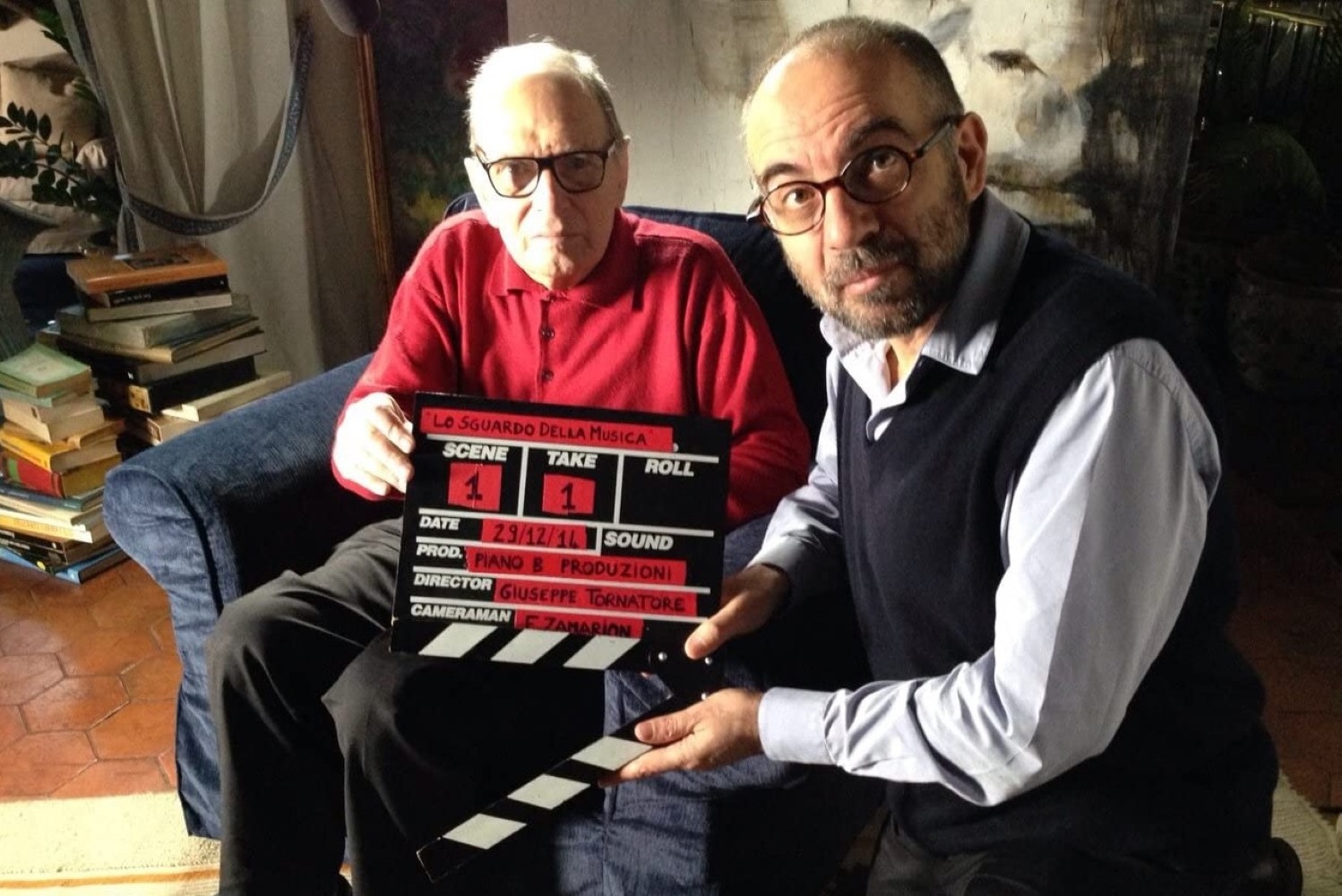 Ennio Morricone i Giuseppe Tornatore na planie filmu „Ennio” / źródło: materiały prasowe