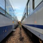 Krzcięcice. Ewakuacja pasażerów pociągu / Fot. PSP Jędrzejów