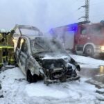 10.01.2023. Chęciny. Pożar samochodu na S7 / źródło: OSP KSRG Piekoszów