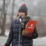 30.01.2023. Piórków. Konferencja prasowa dotycząca budowy obwodnicy Opatowa. Na zdjęciu Małgorzata Pawelec – rzecznik prasowy GDDKiA Kielce / Fot. Wiktor Taszłow – Radio Kielce