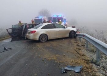 04.01.2023. Siesławice. Wypadek / Fot. Straż Pożarna