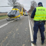 20.02.2023. Jurkowice. Wypadek na drodze krajowej nr 74 Kielce – Opatów / źródło: policja