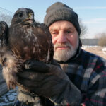 09.02.2023. Złota. Ptasi Azyl. Młoda samica myszołowa została po rekonwalescencji wypuszczona na wolność / Fot. Marta Gajda-Kruk – Radio Kielce