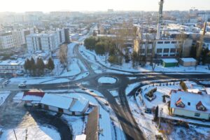 08.02.2023. Kielce. Przebudowa skrzyżowania Alei Solidarności oraz Alei Tysiąclecia Państwa Polskiego / Fot. Jarosław Kubalski - Radio Kielce