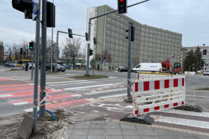 20.02.2023. Kielce. Budowa Inteligentnego Systemu Transportowego / Fot. Wiktor Taszłow - Radio Kielce