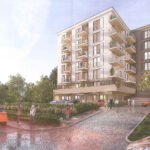 Budowa budynku mieszkalnego wielorodzinnego z usługami i garażem podziemnym. Wizualizacja / źródło: Studio Architektury Paweł Dziwiński