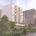 Budowa budynku mieszkalnego wielorodzinnego z usługami i garażem podziemnym. Wizualizacja / źródło: Studio Architektury Paweł Dziwiński