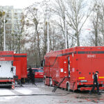 08.03.2023. Warszawa. Prezentacja mobilnych laboratoriów dla Państwowej Straży Pożarnej na parkingu MSWiA w Warszawie / Fot. PAP - Rafał Guz