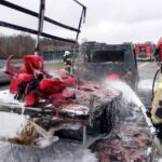 15.03.2023. Wrzosy. Pożar samochodu dostawczego / Fot. KM PSP Kielce