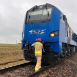 21.03.2023. Łączyn koło Jędrzejowa. Zderzenie auta osobowego z pociągiem towarowym / Fot. Policja