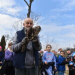 22.03.2023. Mstyczów. Myszołów, bocian i trzy jeże po rekonwalescencji wśród ludzi zostały dziś wypuszczone na wolność / Fot. Magdalena Galas-Klusek - Radio Kielce