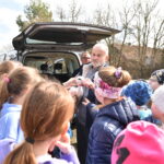 22.03.2023. Mstyczów. Myszołów, bocian i trzy jeże po rekonwalescencji wśród ludzi zostały dziś wypuszczone na wolność / Fot. Magdalena Galas-Klusek - Radio Kielce