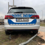 23.03.2023. Kielce. Zderzenie radiowozów na skrzyżowaniu alei Popiełuszki z ulica Wapiennikową. / Fot. Wiktor Taszłow - Radio Kielce