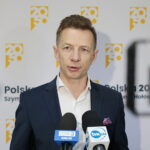 12.04.2023. Kielce. Konferencja Polski 2050 Szymona Hołowni. Na zdjęciu: Rafał Kasprzyk - Polska 2050 / Fot. Wiktor Taszłow - Radio Kielce