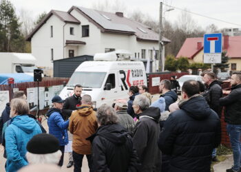 12.04.2023. Kielce. Ulica Piaski Nad Rzeką Interwencja / Fot. Wiktor Taszłow - Radio Kielce